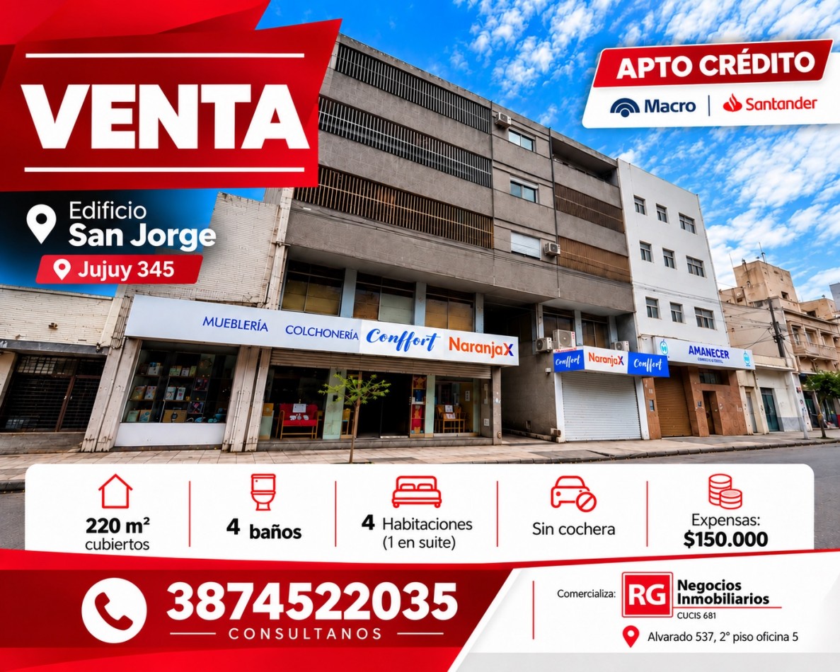 EN VENTA - Semipiso sobre Avenida Jujuy al 300