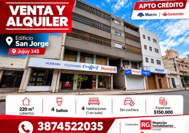 EN ALQUILER - Semipiso sobre Avenida Jujuy al 300